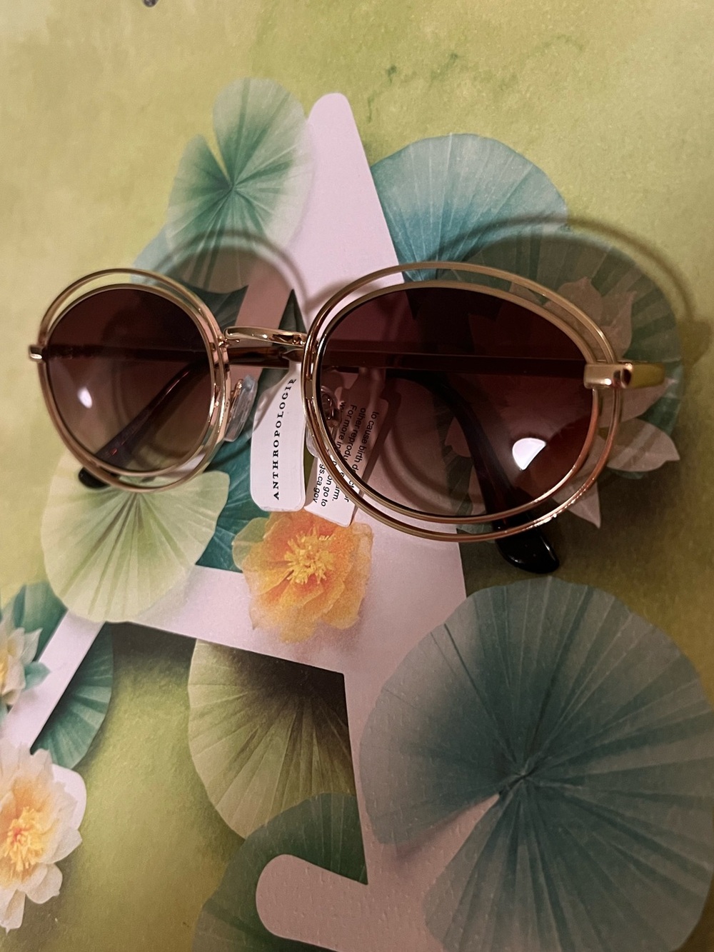 Anthropologie I-SEA Oval Rim Sunglasses - NWT - Gold - Picture 16 of 16